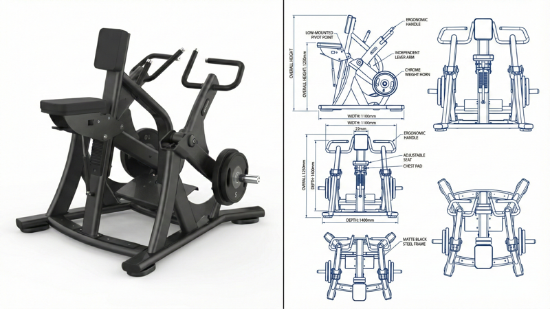 Commercial plate loaded rowing machine
